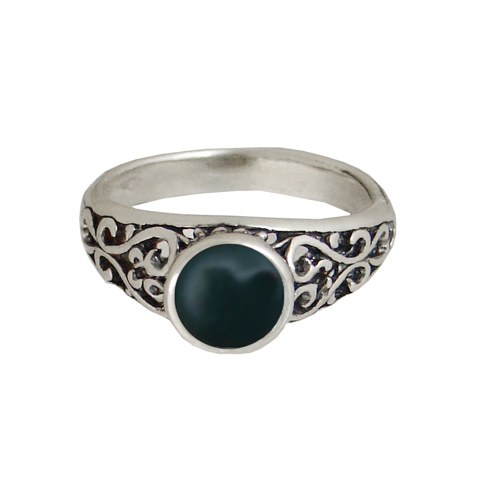Sterling Silver Filigree Hearts Ring With Bloodstone Size 6 Sterling Silver Filigree Hearts Ring With Bloodstone Size 6